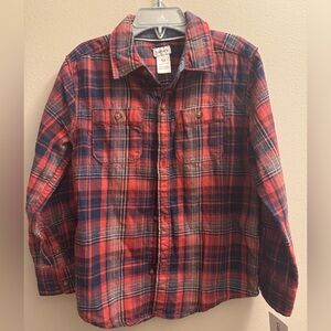 NTW- Carters Boys Plaid Kids Shirt - Size 5T Red and Blue 100% Cotton